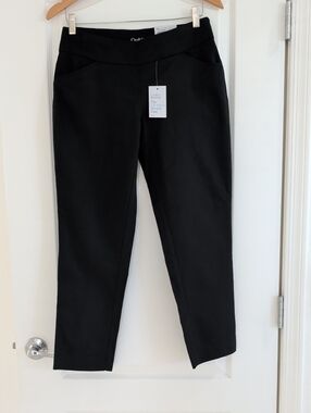 New Croft & Barrow Black EFFORTLESS Stretch Twill Pants 6P Pockets Pull On